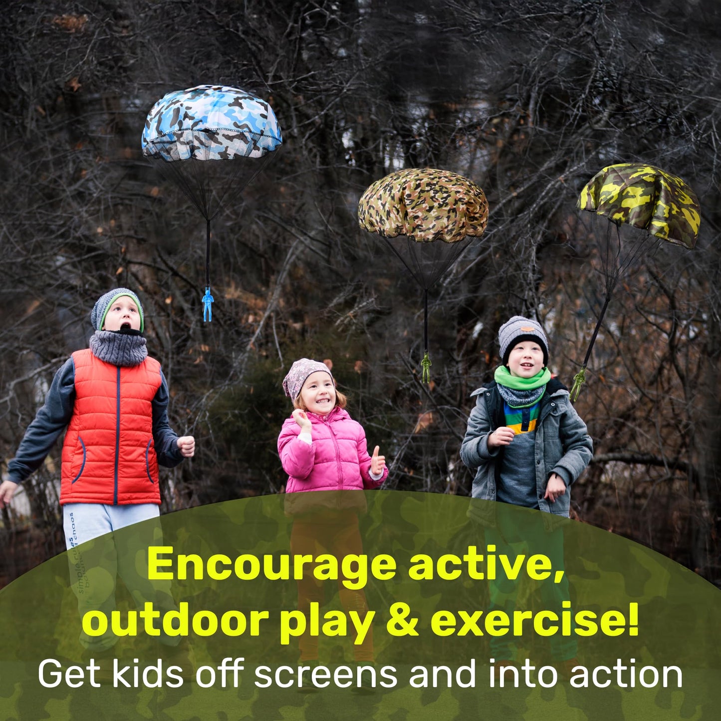 NUTTY TOYS Army Parachute Toys for Kids - Tangle Free Outdoor Flying Parachute Men, Best Small Outside Toys for 4 5 6 7 8 9 10 11 12 Year Old, Top