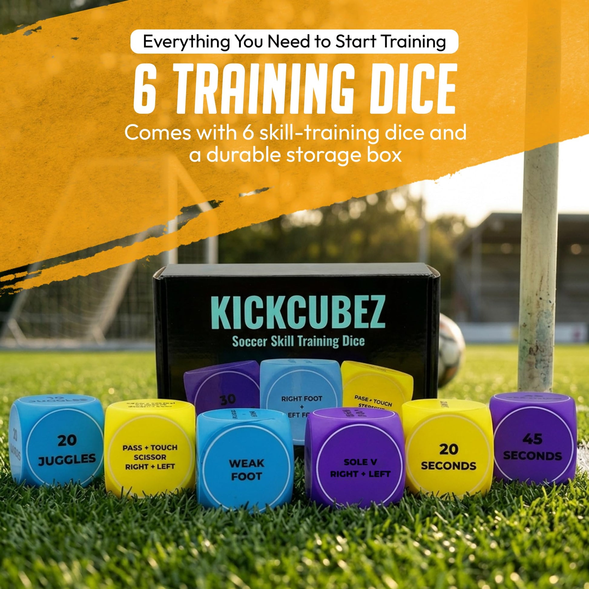 KickCubez Soccer Training Dice for Boys & Girls 8-12