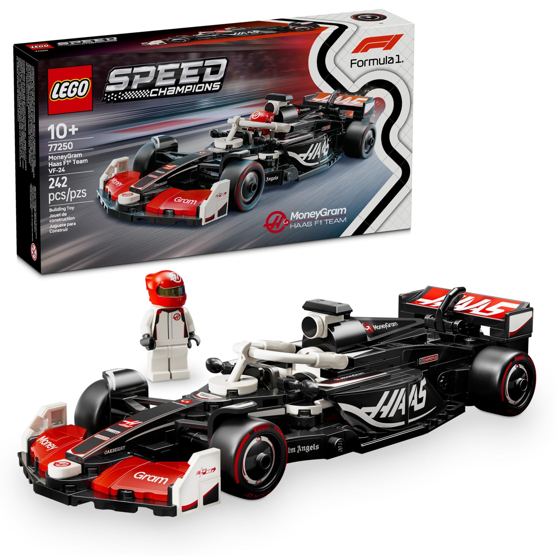 LEGO Speed Champions MoneyGram Haas F1 Team VF-24 Race Car Toy - Building Set for Kids, Boys & Girls, Ages 10+ - Toy Car for F1 Fans - Gift Idea for