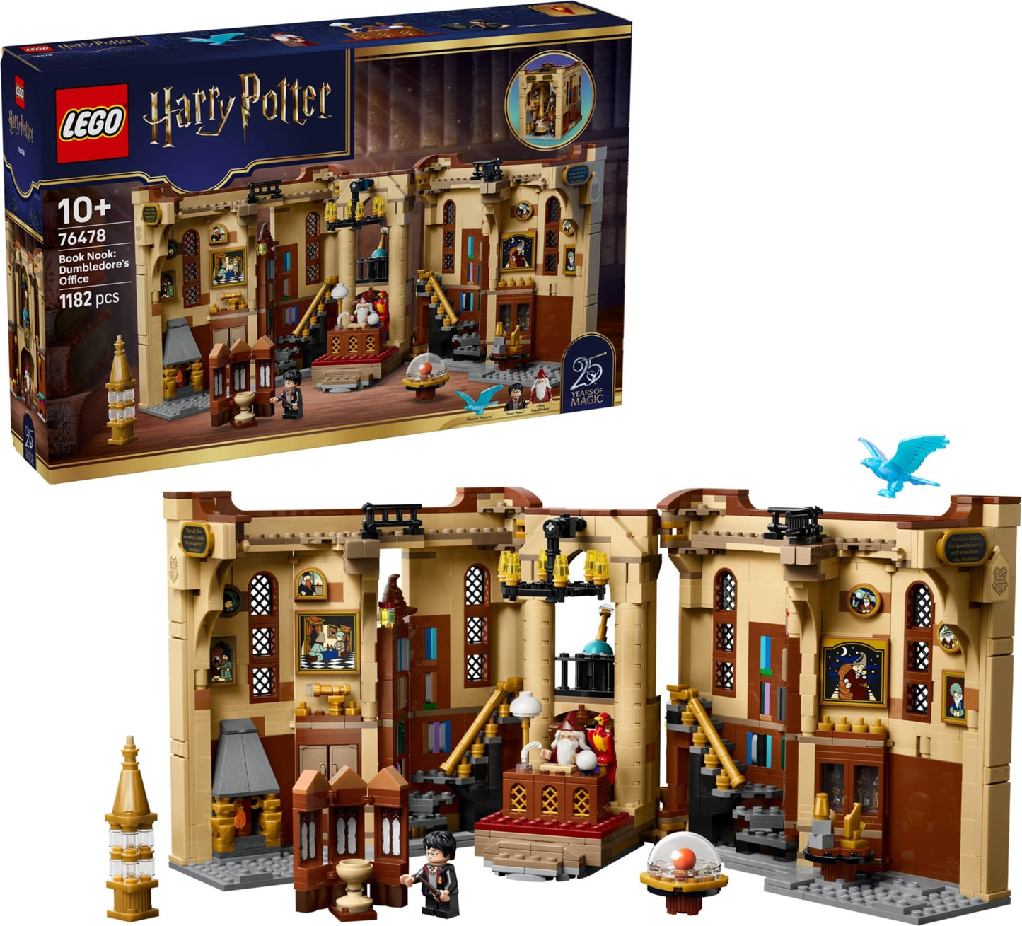 LEGO Harry Potter Book Nook: Dumbledore’s Office - 1,182-Piece Hogwarts Display Building Set with Harry Potter & Dumbledore Minifigures, Fawkes