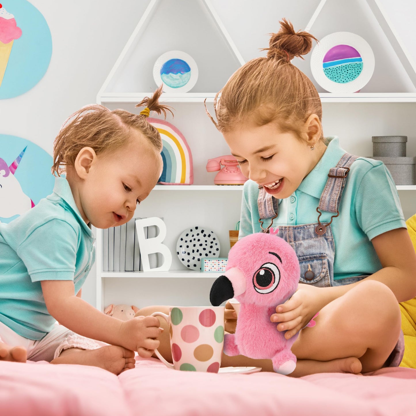 DolliBu Flamingo Plush - Fuzzy Stuffed Animal Flamingo, Cute Realistic Stuffed Animal Toy for Boys and Girls, Adorable Plush Gift for Baby, Kids