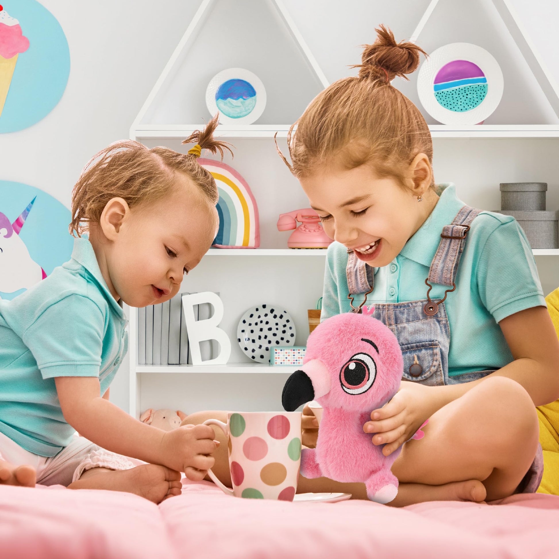 DolliBu Flamingo Plush - Fuzzy Stuffed Animal Flamingo, Cute Realistic Stuffed Animal Toy for Boys and Girls, Adorable Plush Gift for Baby, Kids