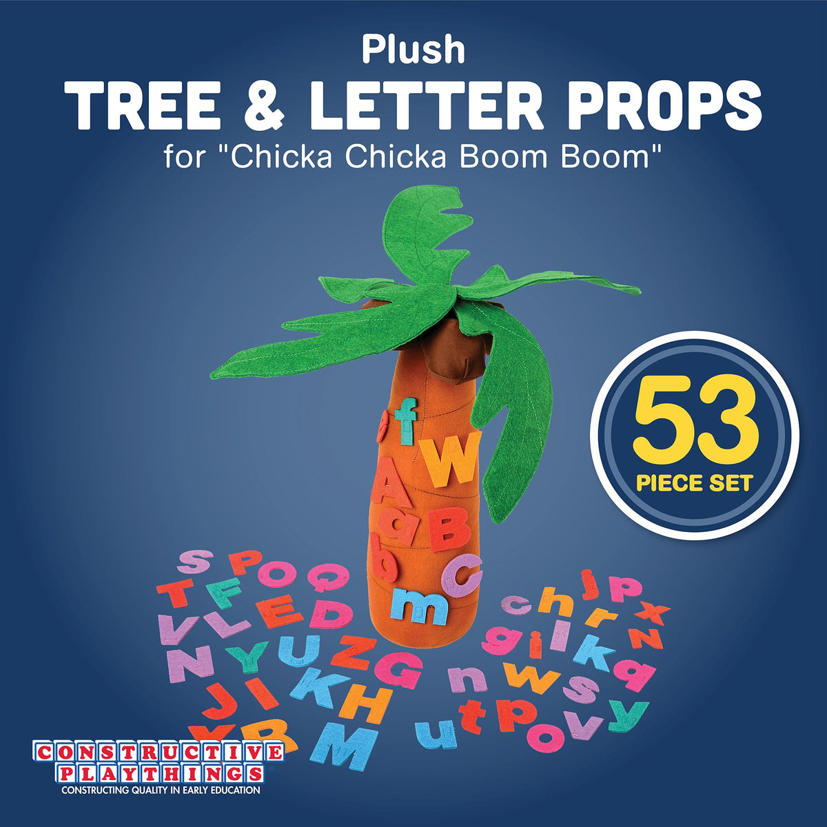 Constructive Playthings Tree and Letters Props for "Chicka Chicka Boom Boom" Children's Book, 14" H Plush Tree with 26 Lowercase and 26 Uppercase
