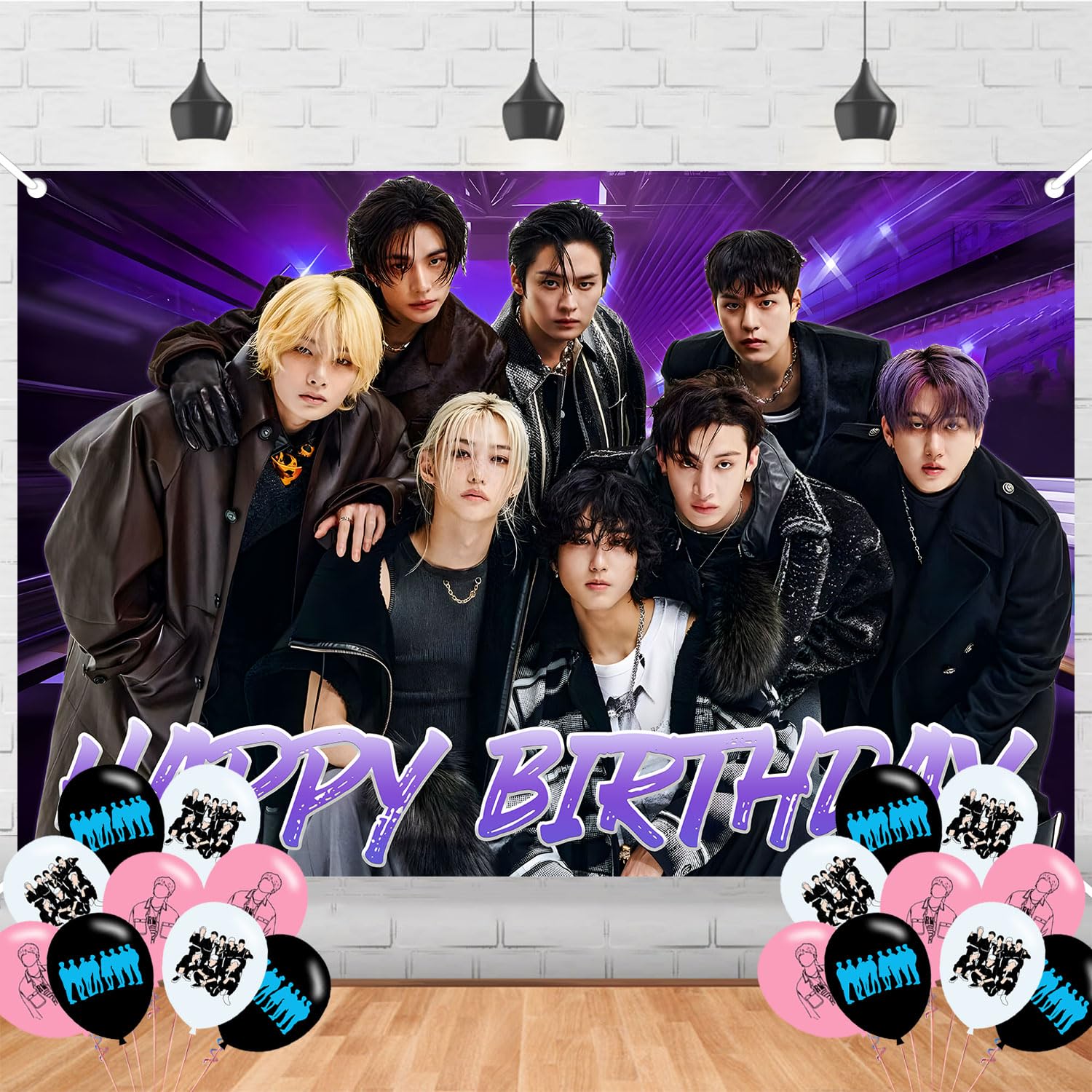 Stray Kids Merch 5 Star Birthday Party Backdrop and Decoration Kpop Music Banner Shoot Photo Background Props for Boys and Girls - 5x3ft