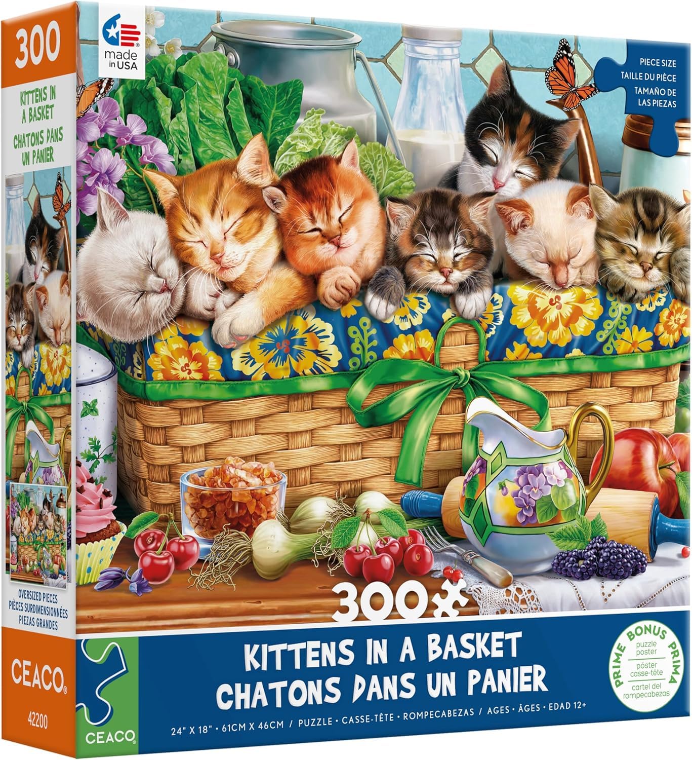 Ceaco - Kittens in a Basket - 300 Piece Jigsaw Puzzle for Adults