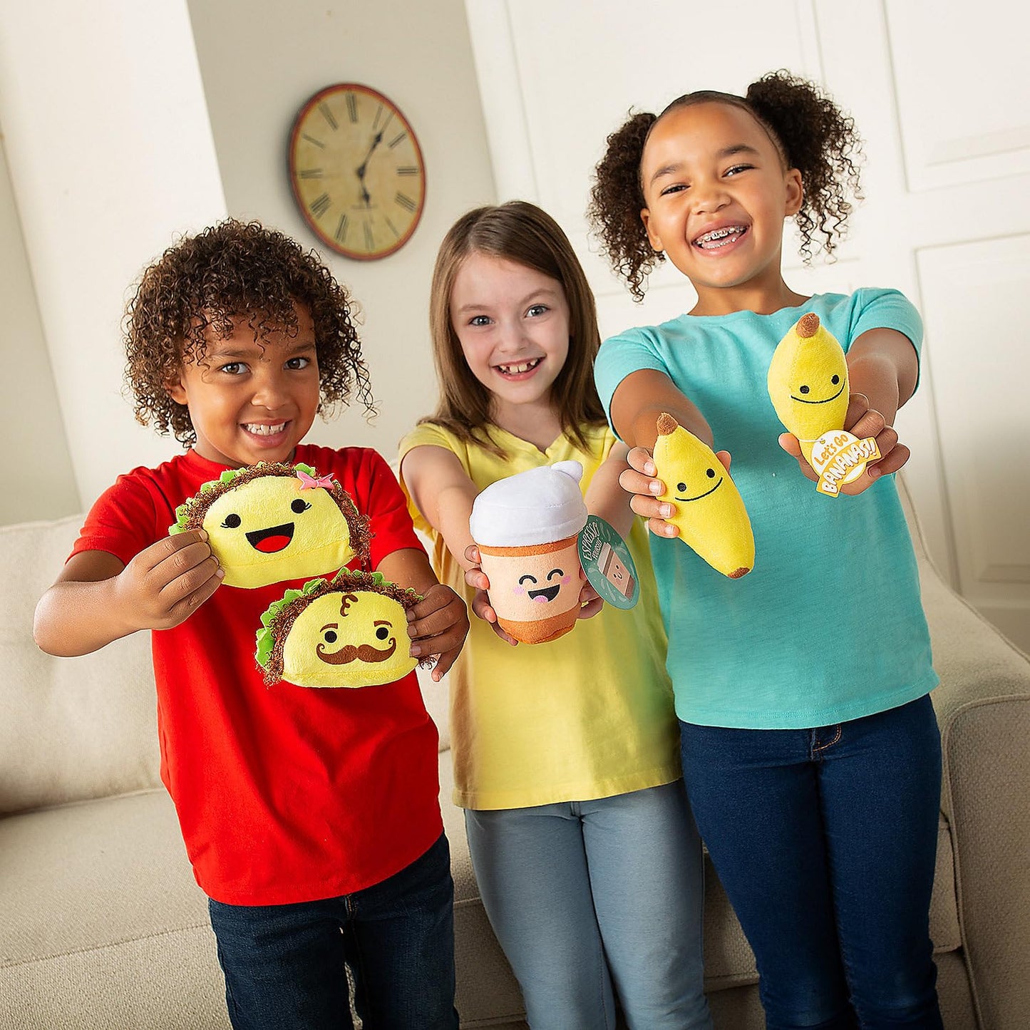 Fun Express Taco Plush Set of 12 - Cute Small Stuffed Animals Food Plushies for Taco Party Decorations | Fiesta Party Favors & Mexican Toys for Kids