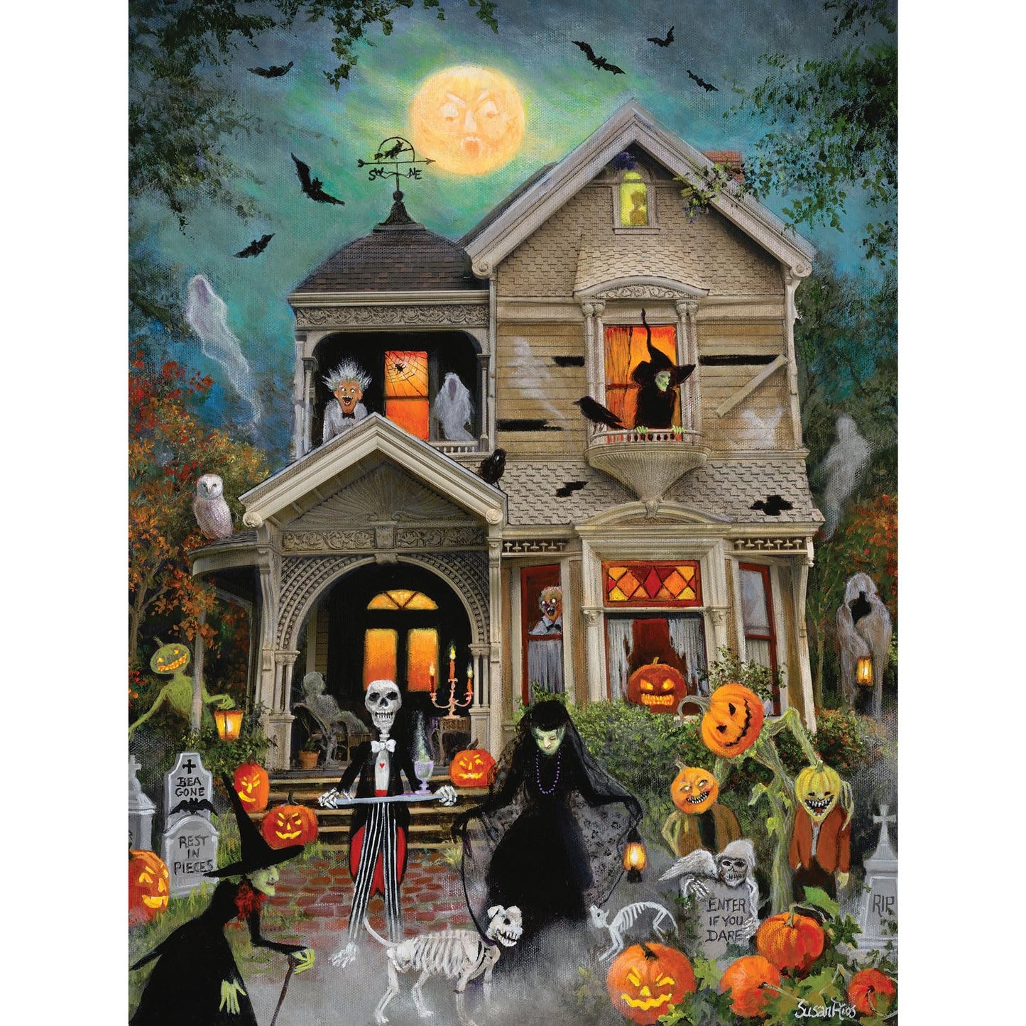 Bits and Pieces an Eerie Welcome Jigsaw Puzzles for Adults - Haunted House Halloween, No 2 Pieces Alike (500 Piece Puzzle)