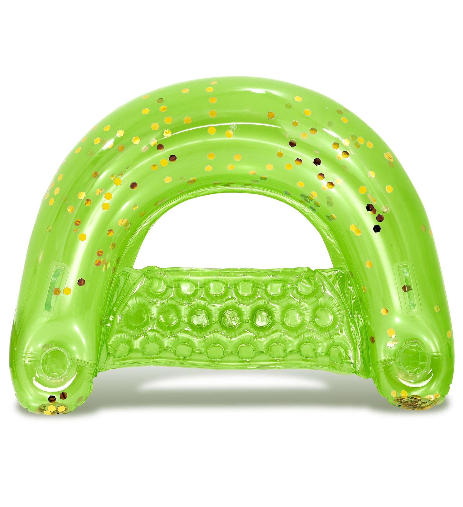 POZA Inflatable Pool Float Chair - Sparkle Confetti Lounge Inflatable Pool Floats, 2 Built in Cup Holders & Handles, Adult Inflatable Pool Lounger
