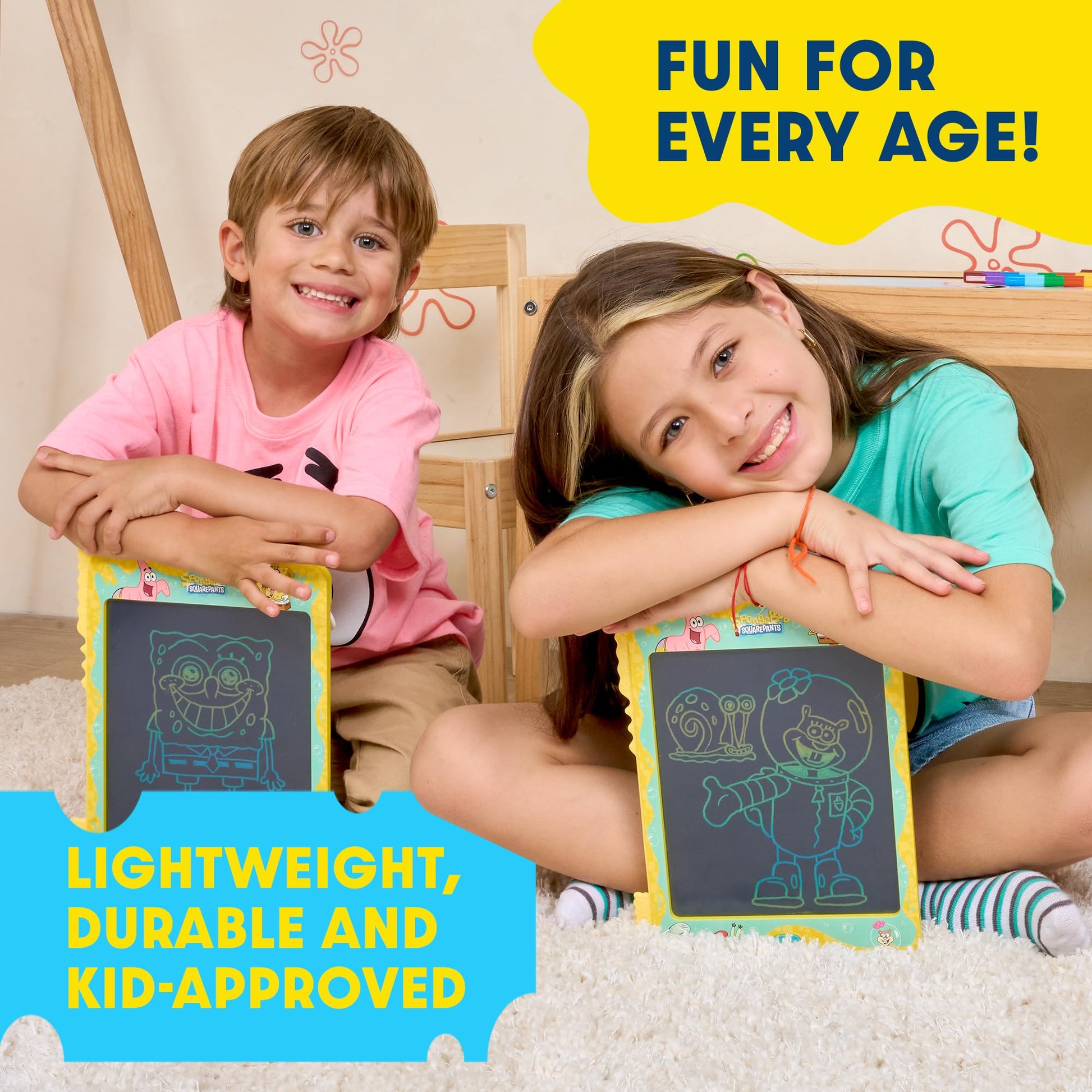 Spongebob Squarepants LCD Doodle Writing Tablet Toy - Travel Essential for Kids - Birthday Gift for Boys & Girls - STEM Drawing & Educational Learning