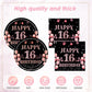 41Pcs 16th Birthday Party Decorations for Girls,Sweet 16th Birthday Party Paper Plates,Napkins,Tablecloth Party Supplies 16th Years Old Disposable