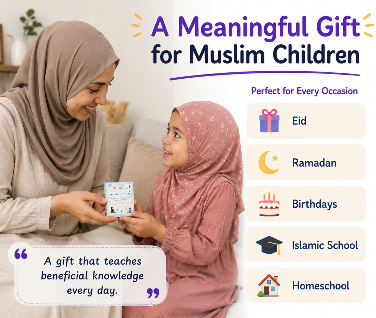 Islamic Dua Flashcards for Kids - 40+ Daily Duas Learning Cards in Arabic, Transliteration & English - Muslim Learning Cards | Islamic Educational