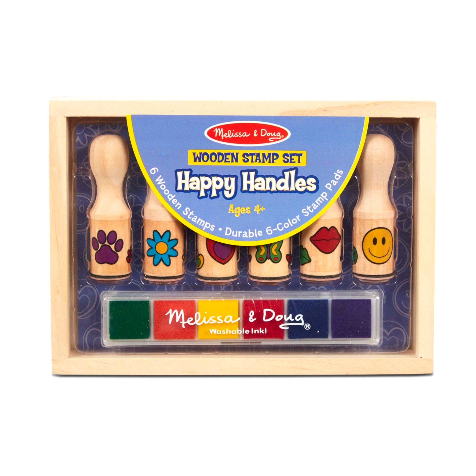 Melissa & Doug Wooden Toy Handle Stamp Set Arts and Crafts Stamp Sets and Stencils 3+ Gift for Boy or Girl