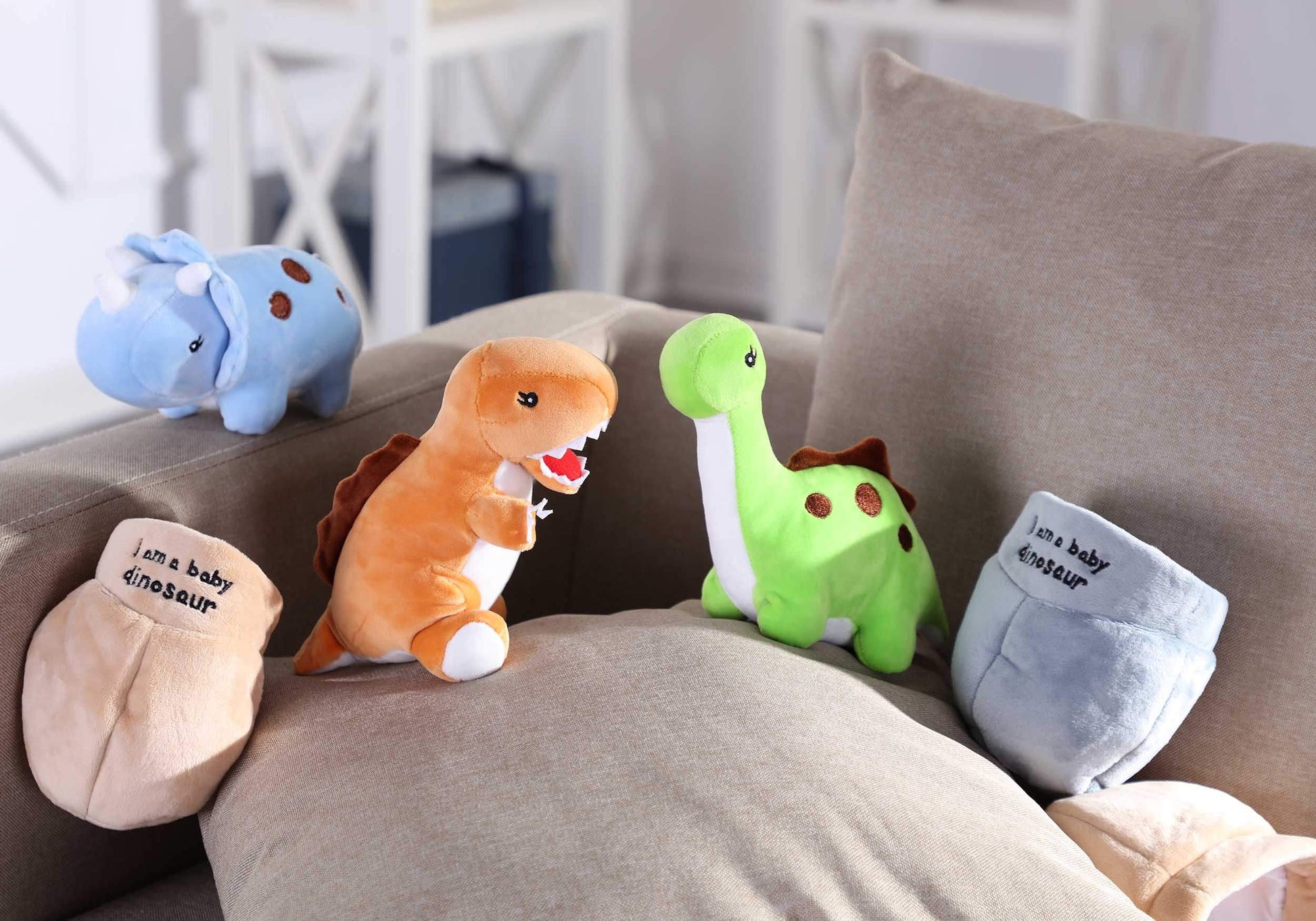PELATOS Plush Dinosaur Stuffed Animals Set of 3 Soft Dinosaur Toys 3 Soft Package Great for Kids Plush Toys for Toddlers (7”/18cm)