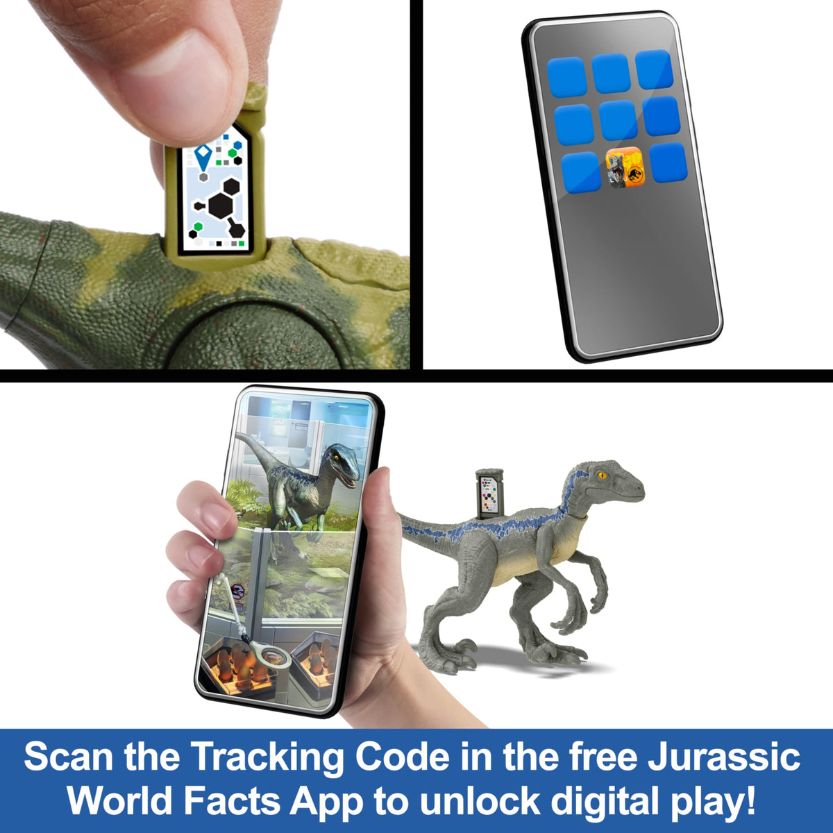 Mattel Jurassic World Track 'n Attack Dinosaur Action Figure, Tyrannosaurus Rex Toy with Lights, Sound, Motion & Accessories, Plus Downloadable App &