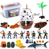 Liberty Imports Bucket of Pirate Action Figures Toys Playset with Pirate Ship, Boat, Treasure Chest, Cannons, Shark for Kids Imaginary Pretend Play