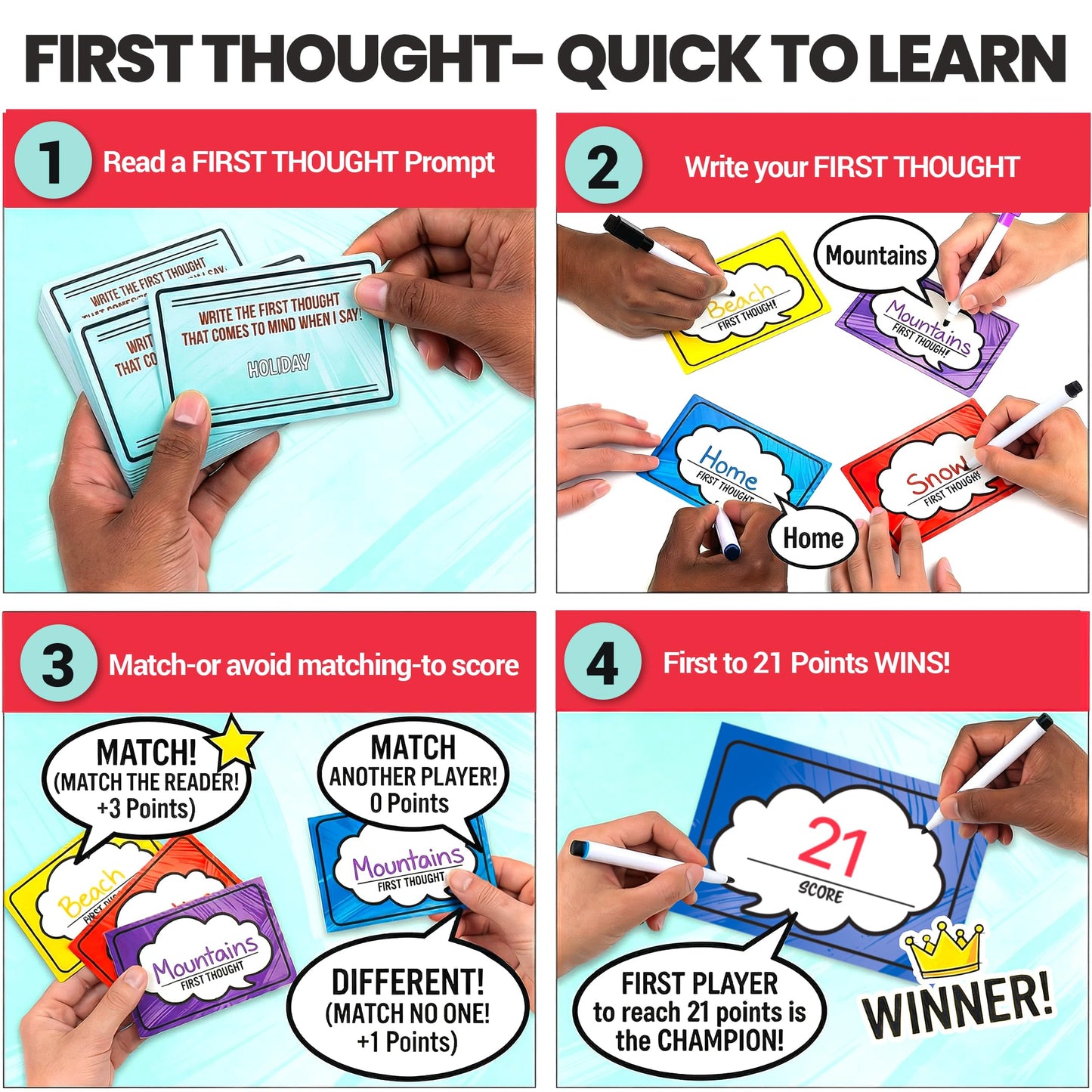 FIRST THOUGHT Family Board Game | The Hilarious Quick-Thinking Party Game | Family-Friendly Board Game | Great for Game Nights | Easy to Learn & Play