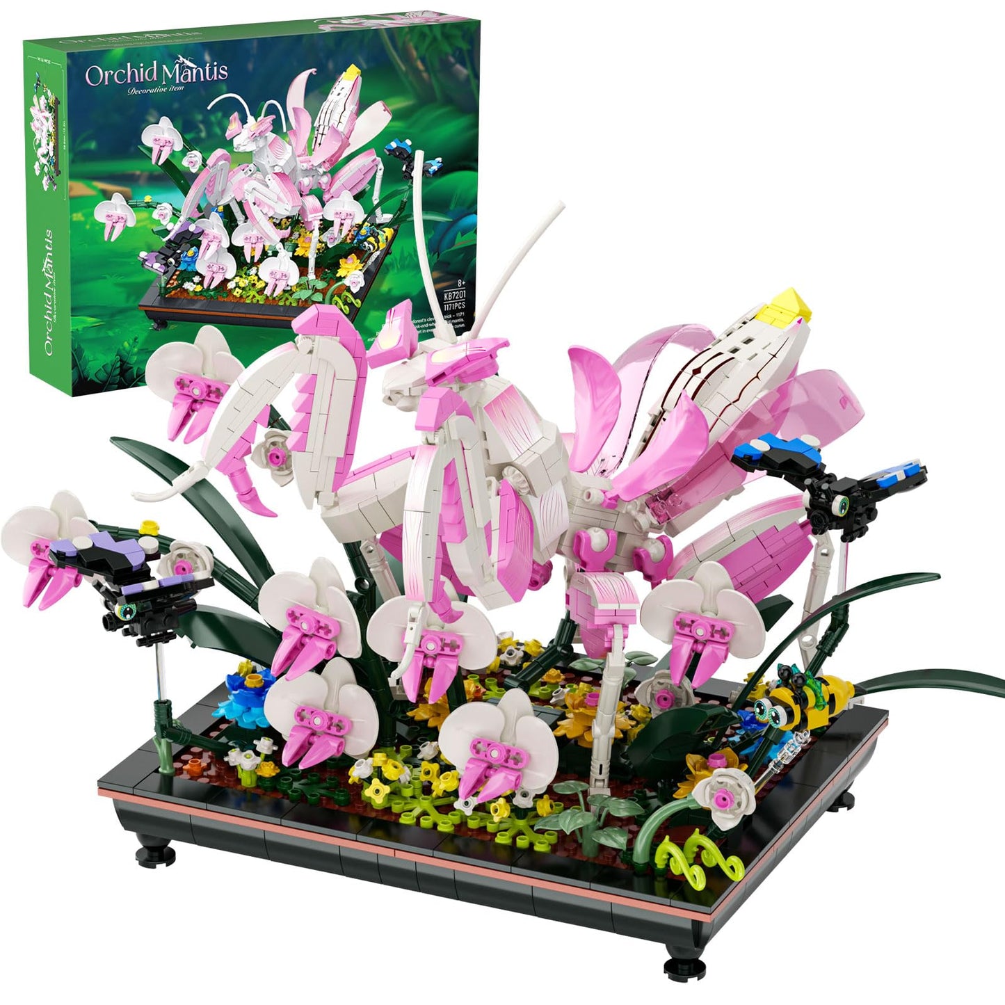 GXJTYYBS Orchid Praying Mantis Flowers Bonsai Building Set, MOC Insects Nature Inspired STEM Kit for Adults, Stunning Desk Decor for Home/Office,