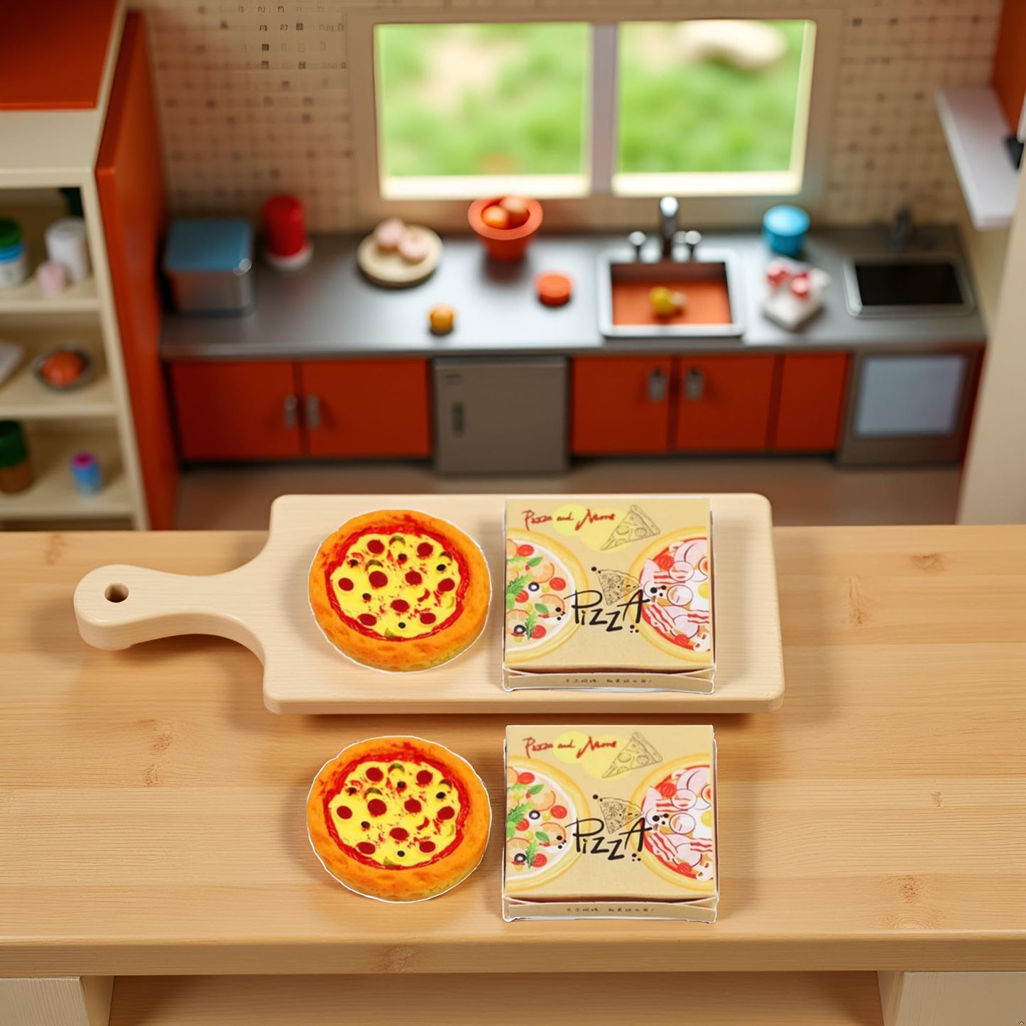 4-Piece 1/12 Miniature Pizza Set, Miniature Pizza Dollhouse Decoration Accessories Resin Mix Pizza Mini House Food Decoration Accessories Dollhouse