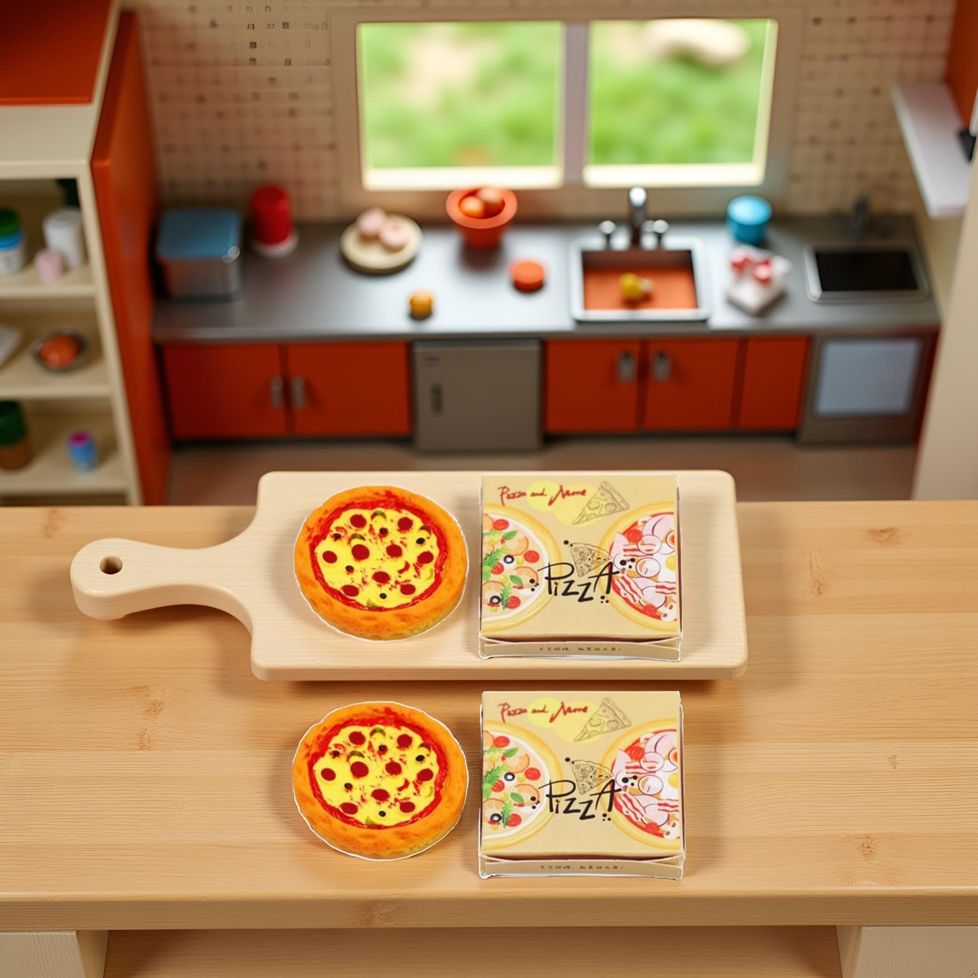4-Piece 1/12 Miniature Pizza Set, Miniature Pizza Dollhouse Decoration Accessories Resin Mix Pizza Mini House Food Decoration Accessories Dollhouse