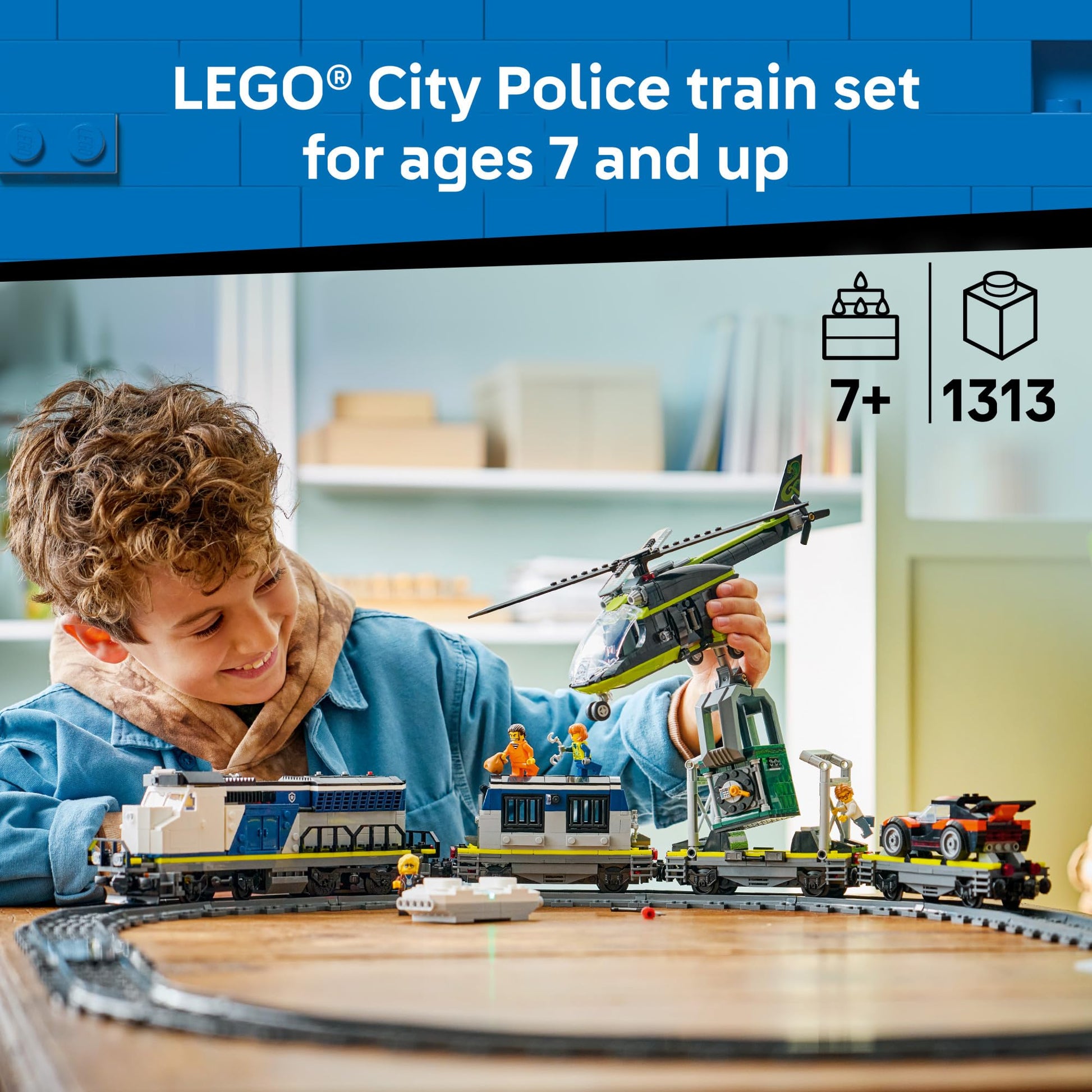 LEGO City Police Train Heist Building Toy - Train Set with Police Car Toy for Boys & Girls, Ages 7+ - Pretend Play Set for Kids - Gifts for Birthdays