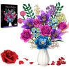 Flower Building Blocks Set, 19 DIY Flowers Bouquet Building Kit With Rose, Lily, Botanical Collection Block Toy For Adults Women Girls 6+, 1010 PCS