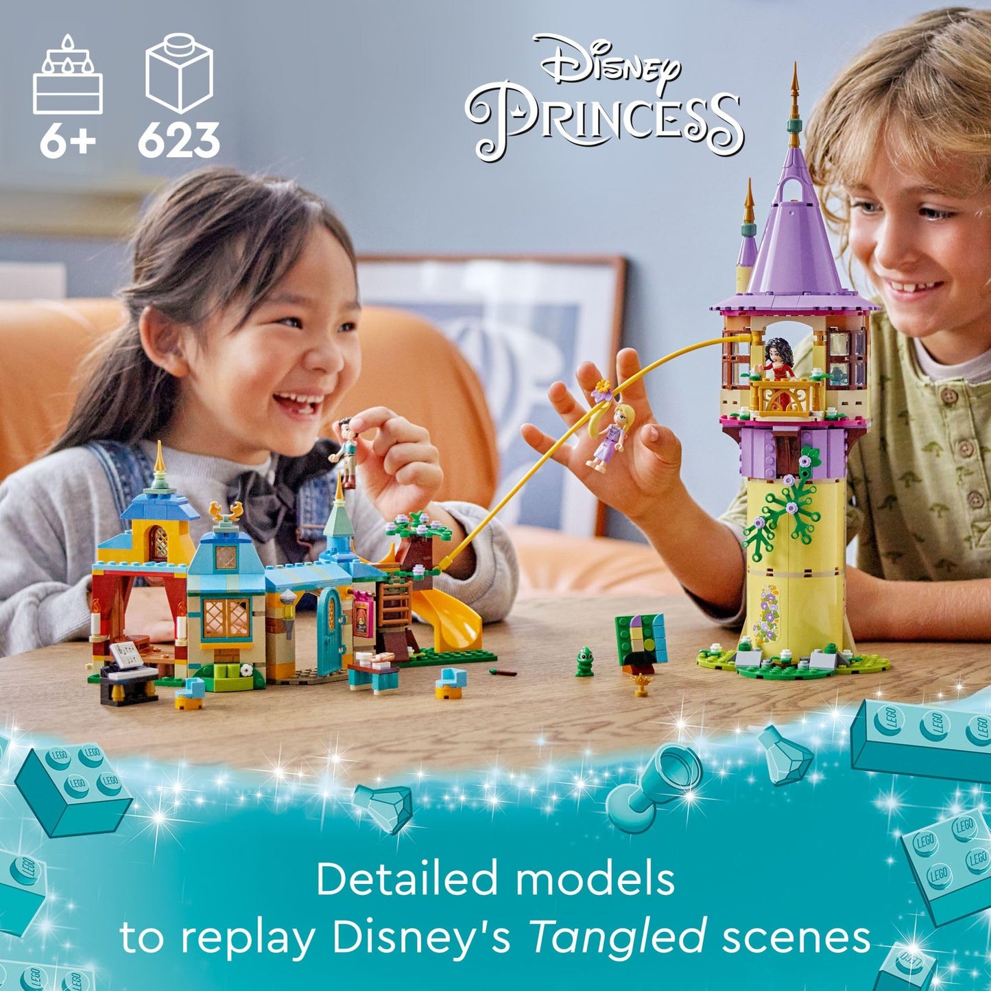 LEGO Disney Princess Rapunzel’s Tower & The Snuggly Duckling Tangled Building Toy with Flynn Rider and Mother Gothel Mini-Dolls, Disney Princess Toy,