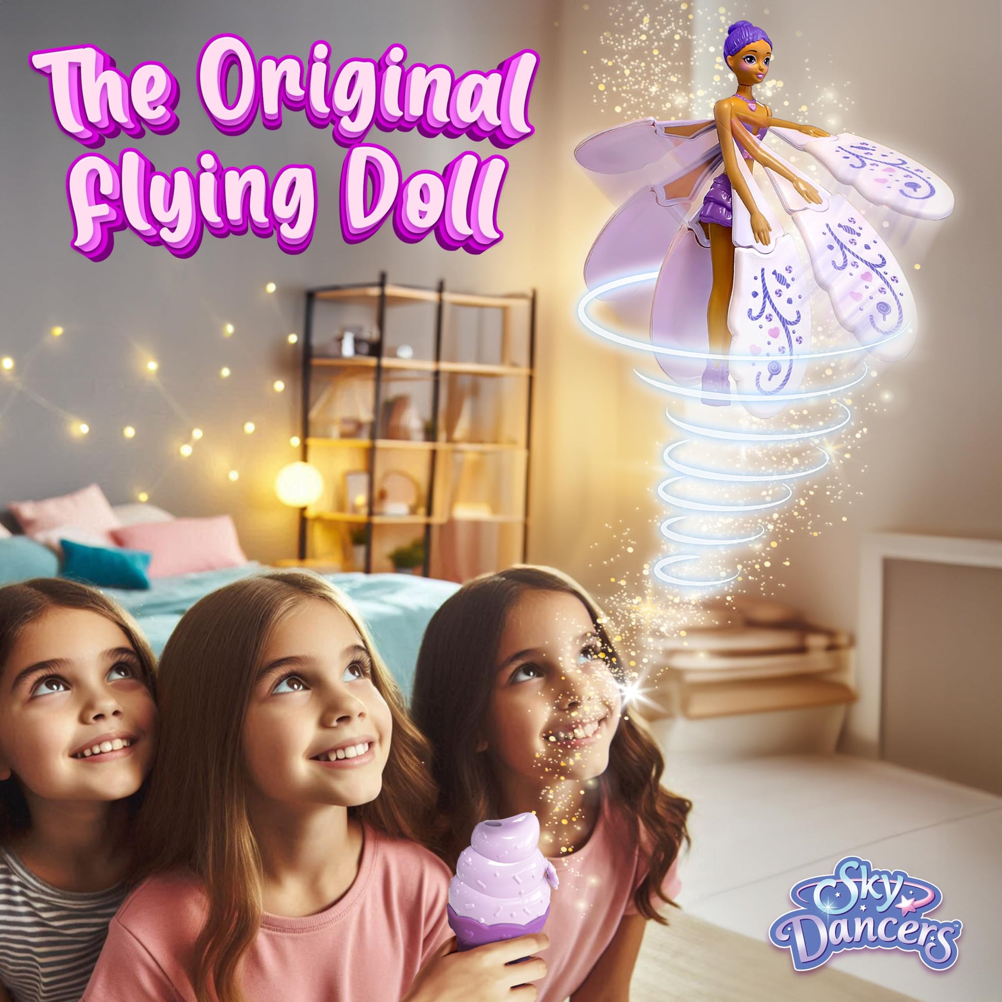 Sky Dancers Purple Licious- The Original Flying Doll Toy - Pull String Powered, Use Indoors or Outdoors, No Batteries Required, Gift for Kids 6+