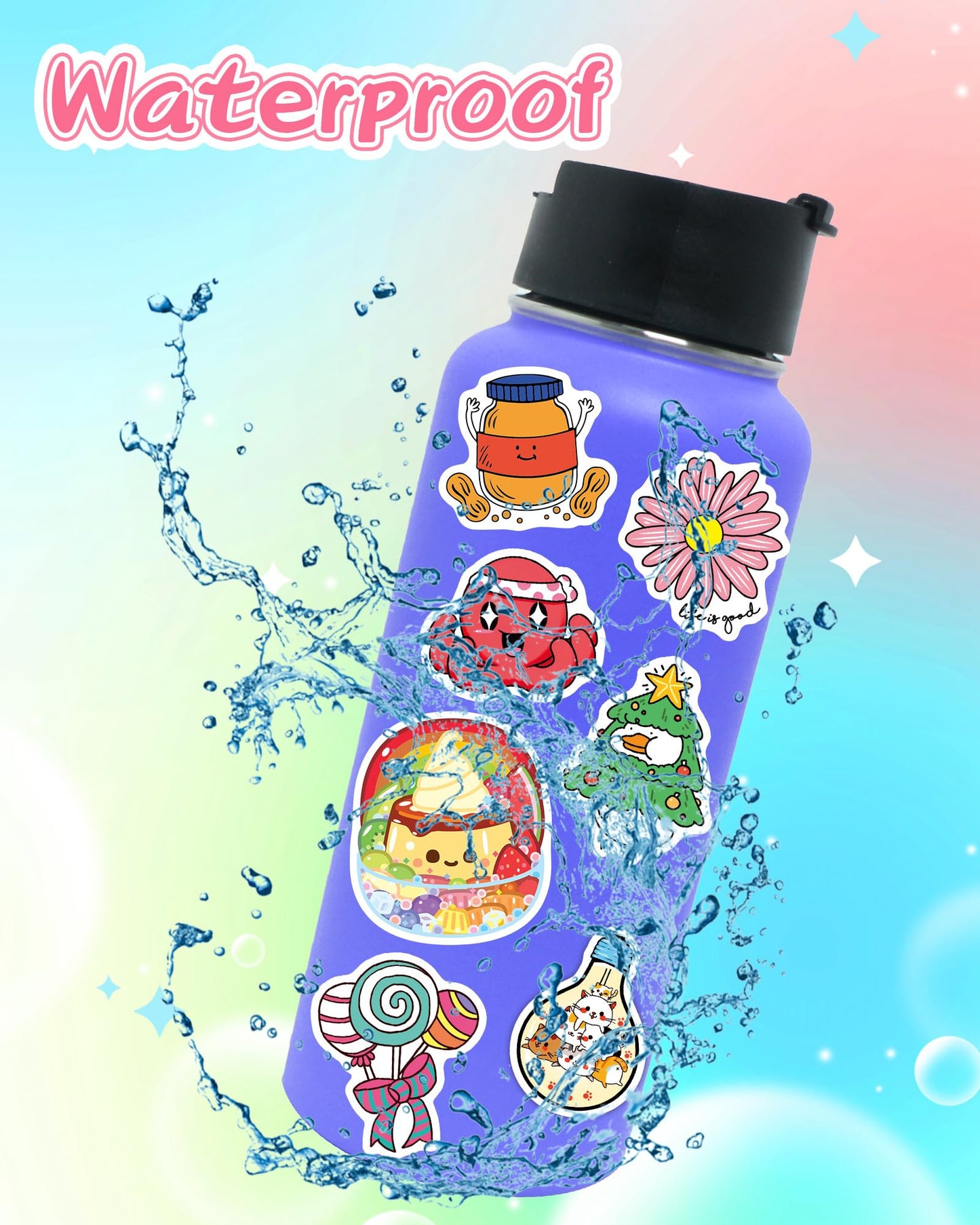 QKilisy 600PCS Cute Water Bottle Stickers for Kids Teens, Vinyl Waterproof Bulk Stickers for Kids Classroom, Cool Funny Sticker Packs for Boys Girls