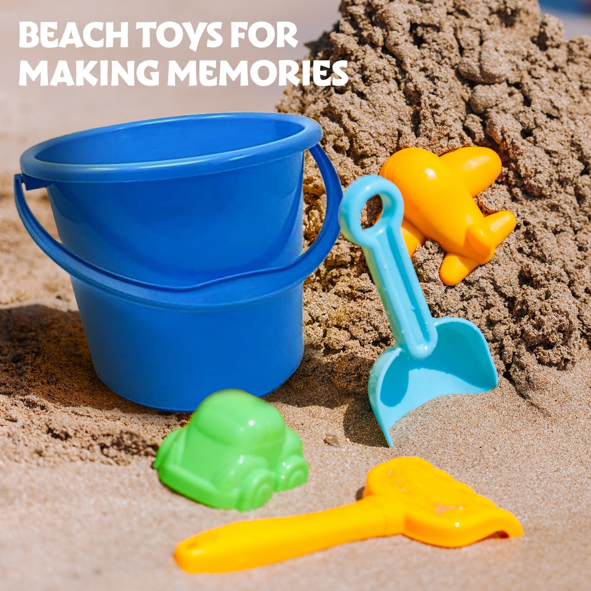 Podzly 12 Pack Beach Pails Sand Buckets - 7" Large Beach Pails with Handles for Kids - Colorful Beach Toys for Sand Molds & Castles - Great Sand