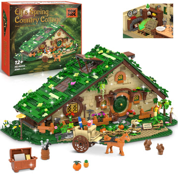 Medieval Fantasy A-Frame Cabin Building Blocks Set, 2088Pcs Architecture Tree House Building Set with Interior and Garden, Creative Construction Gift