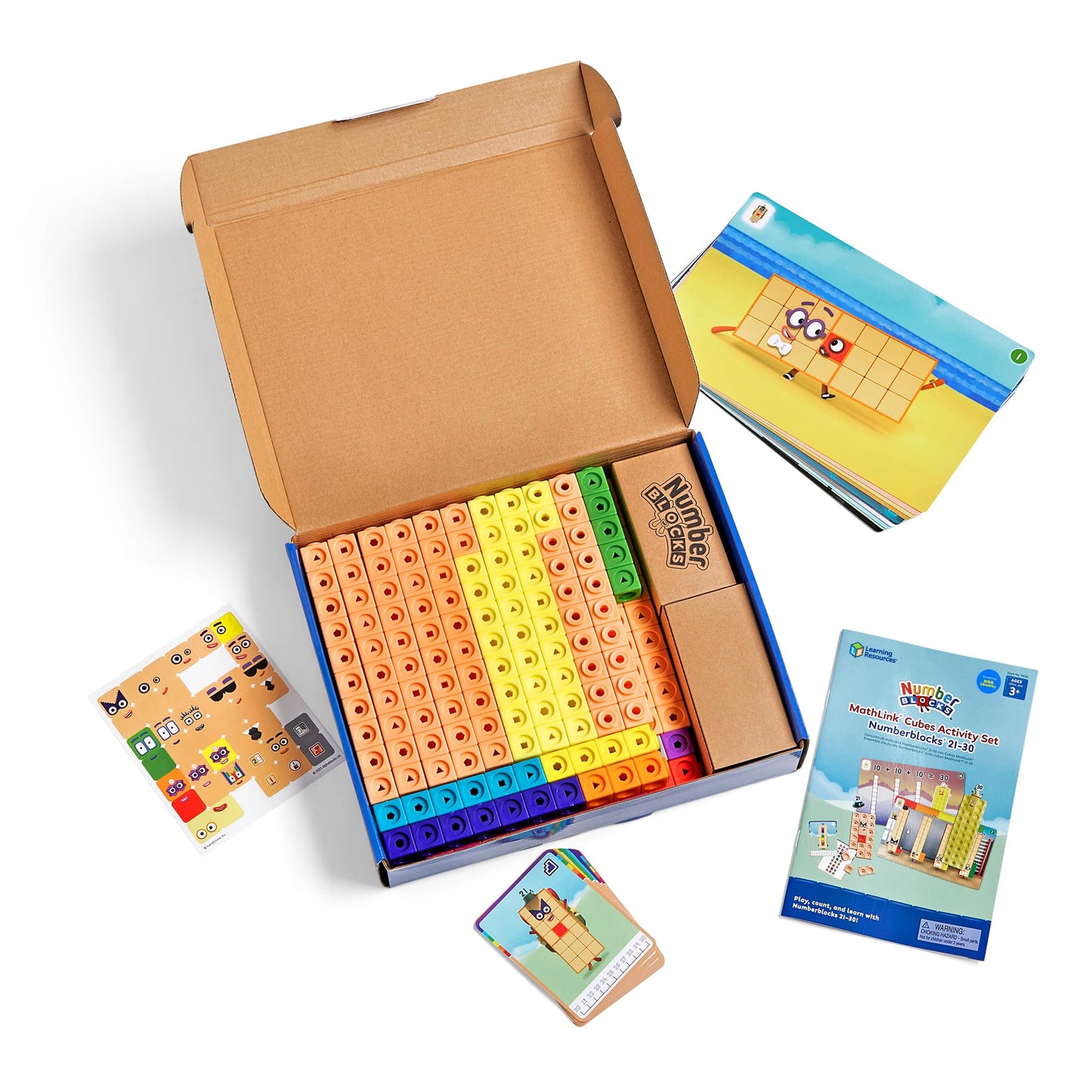 Learning Resources MathLink Cubes Numberblocks 21-30 Activity Set, Toys for 3 Year Old Boys and Girls, 20 Activities Related to The TV Series, Sensory