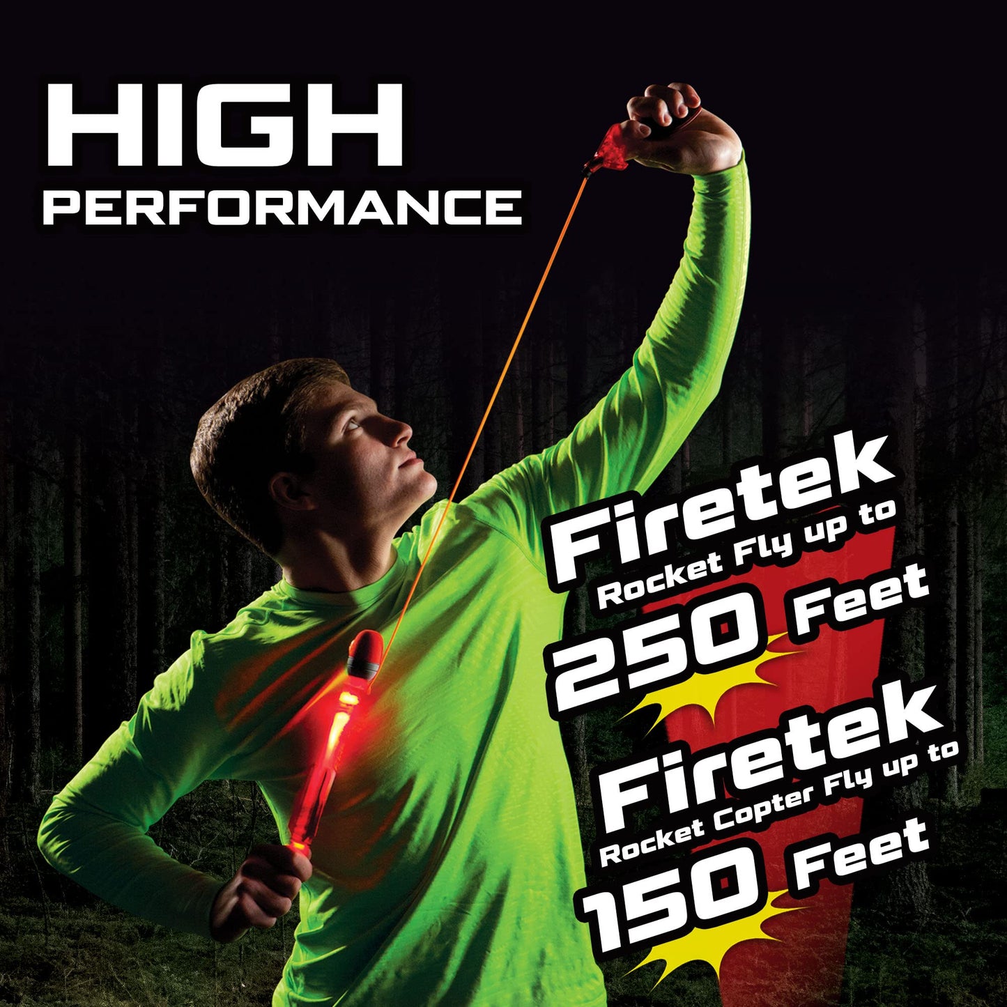 Zing Firetek Rocket Combo Pack, Light-Up Toys Include 2 Firetek Rockets (Fly up to 250 Feet), 2 Firetek Copters (Fly up to 150 Feet) and 1 Rip Zip