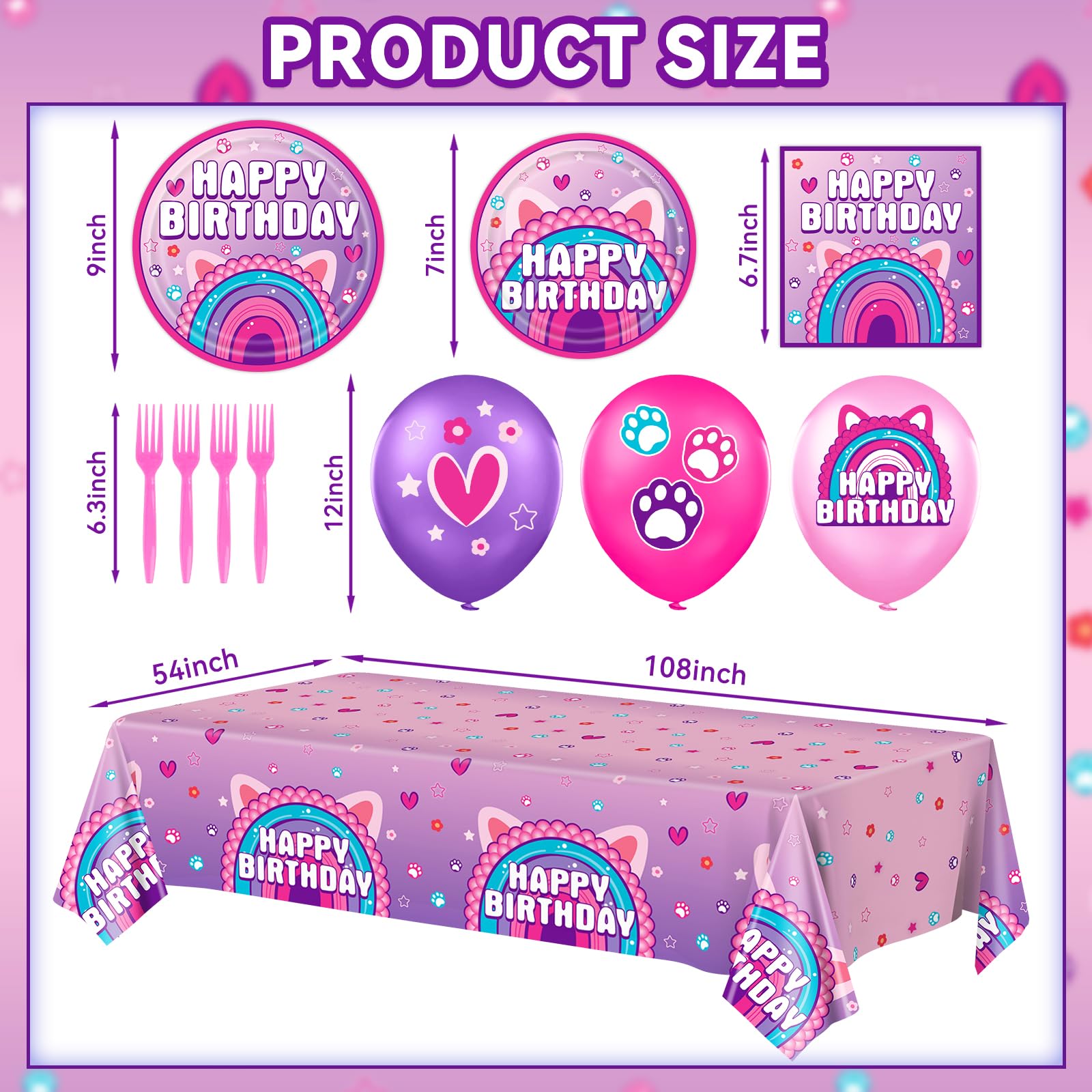Dollhouse Birthday Party Supplies, Dollhouse Birthday Party Decorations for kids Party Supplies Set, Include Happy Birthday Banner, Plates, Napkins