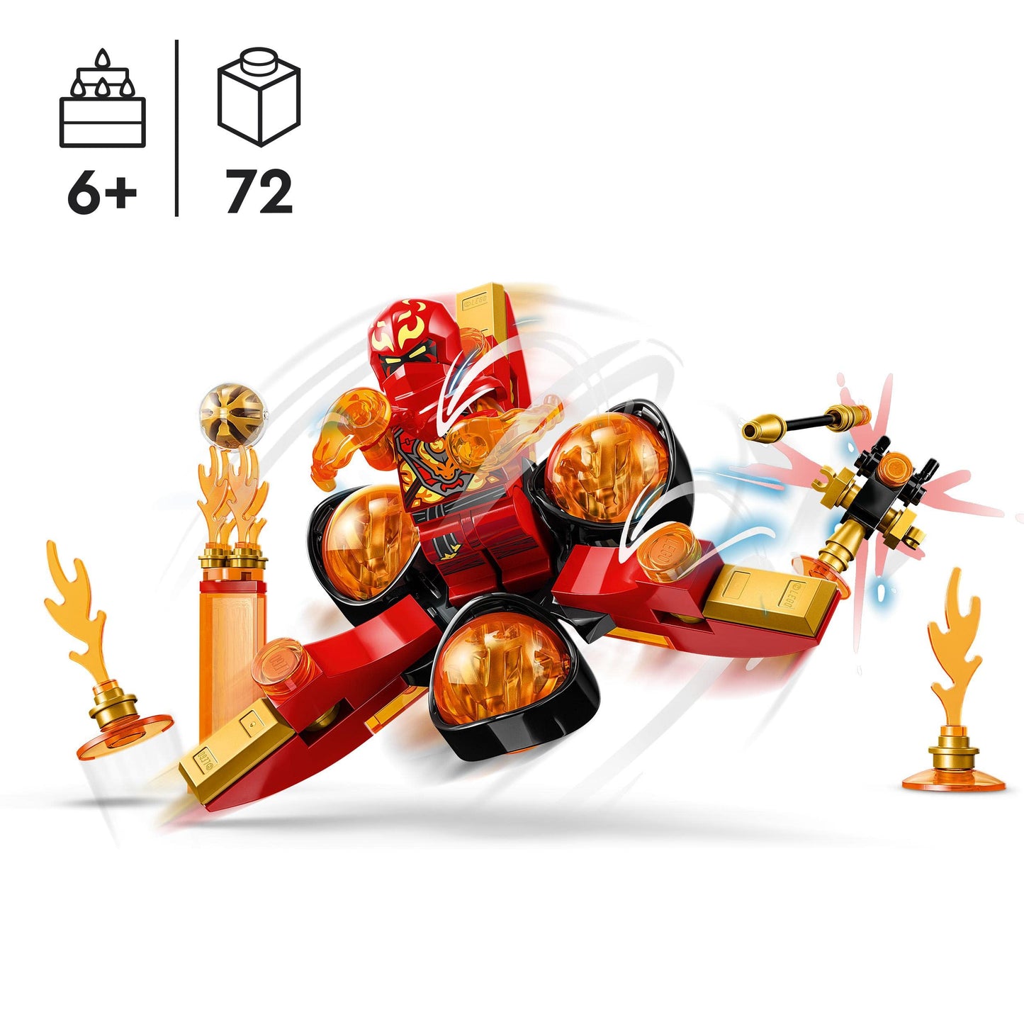 Lego NINJAGO Kai’s Dragon Power Spinjitzu Flip 71777 Red Ninja Toy Building Set with Kai Minifigure; Gift for 6 Year Old Boys, Girls and Ninja Fans