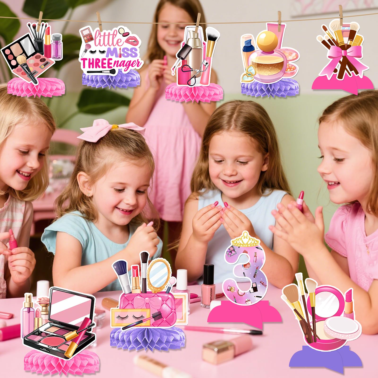 Little Miss Threenager Birthday Decorations: 9Pcs Little Miss Threenager Centerpieces Threenager Birthday Decorations Girl