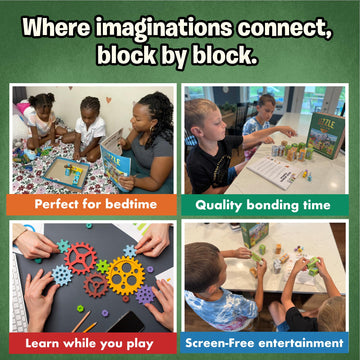 Uzzle Tales Bricklewood Valley - Story Dice Game for Kids - Creative Storytelling & with 12 Story Cubes, Storybook & Character Pawns - Engaging Brain