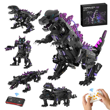 LQPFBSM 5 in 1 STEM Robot Building Blocks Sets APP & Remote Control Robotic Kits 5 in 1 Tyrannosaurus Rex/Triceratops/Monster/Crocodile/Robot Toys