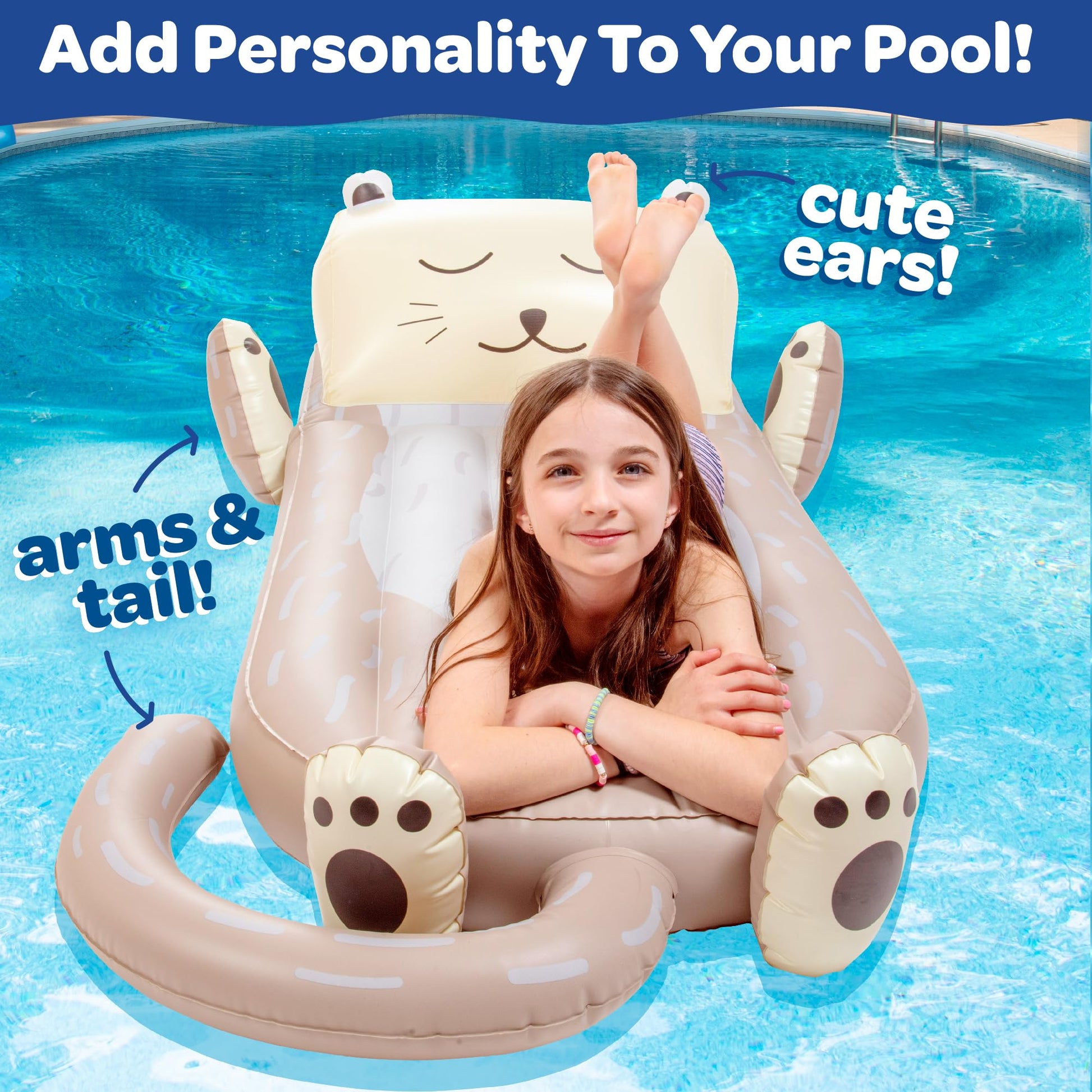 Giant Inflatable Otter Pool Float, Over 5.5 FT Long, Built for Lounging