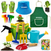 Kids Gardening Tools Set Includes Toddler Gardening Gloves, Sturdy Tote Bag, Watering Can, Shovel, Rake, Trowel, Children Apron, Garden Notebook