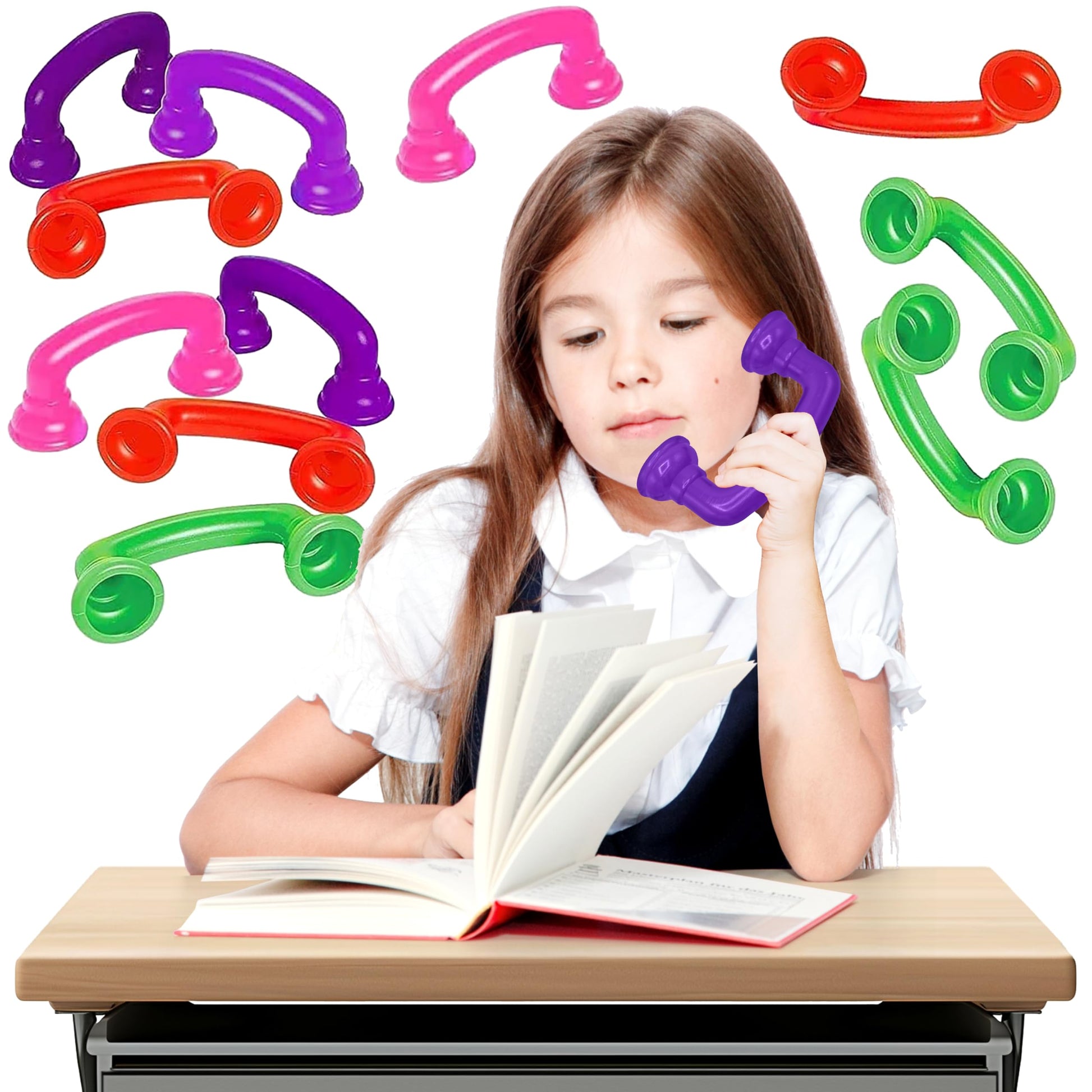 4E's Novelty 16 Reading Phones [16 Pack] Auditory Feedback Whisper Phone Classroom Manipulative, Speech Therapy Toy Tool - Accelerates Reading Fluency