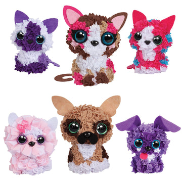 ORB PlushCraft DIY 3D Dog and Cat Gift Set 6 Pack Craft Kit - Mess Free Punch Fabric System, No Sewing Required - Includes 2 Standard Size 3D Pets