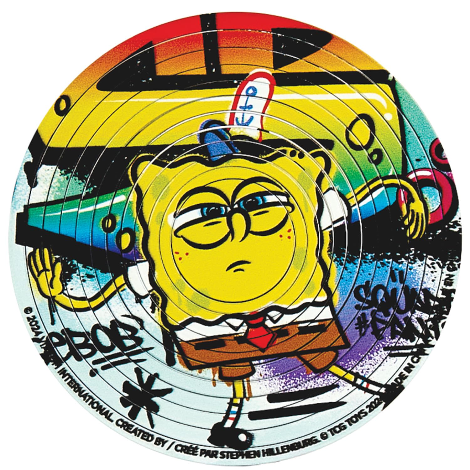 Spin Flip Puzzle: Spongebob Graffiti, 12 Rings, 3D Puzzle, Challenging, Fun, Interactive Brain Teaser for Kids and Adults, Stimulates Creativity
