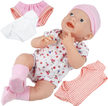 Click N' Play Newborn Baby Doll Clothes and Diaper Changing Set., 16 inches