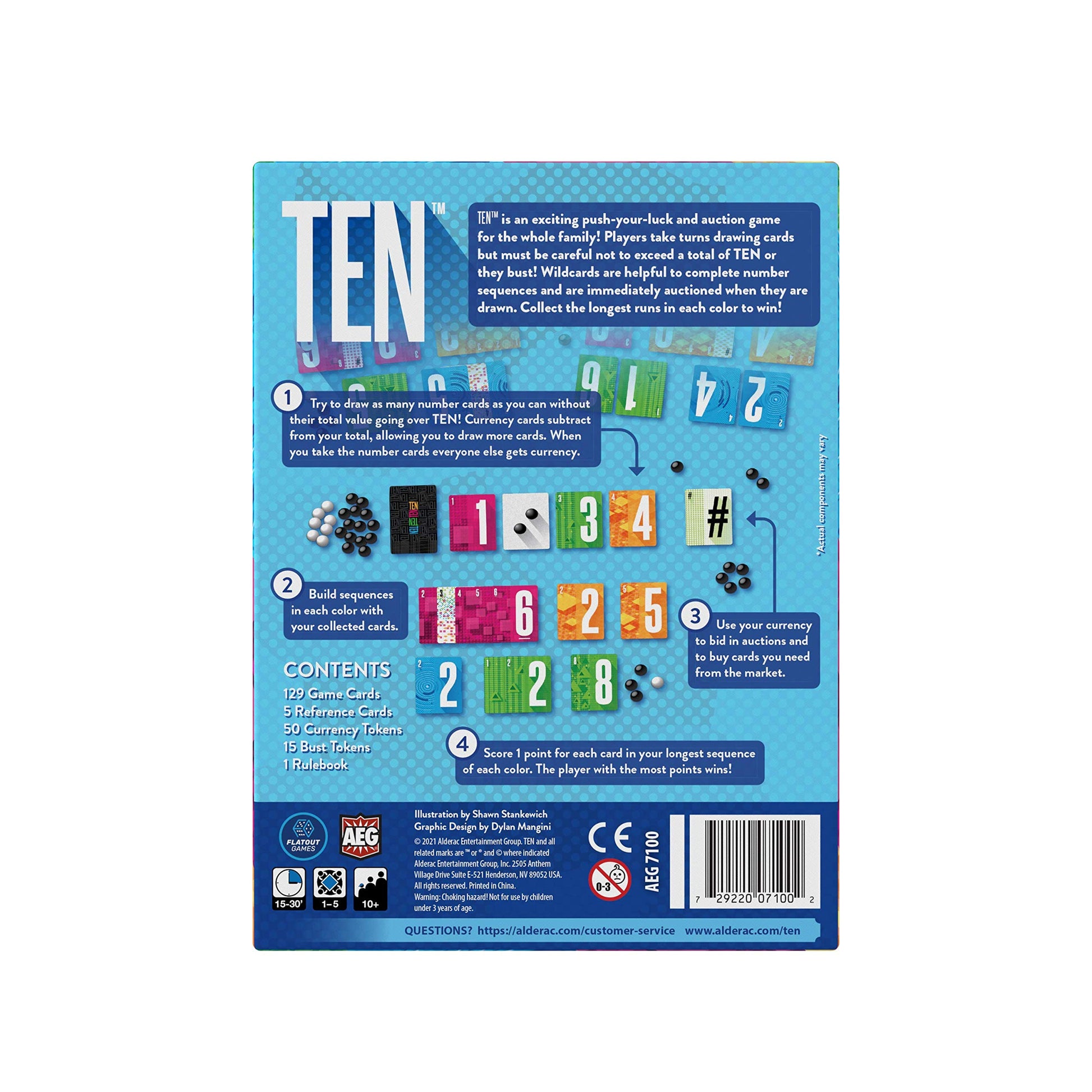 AEG Ten | Push Your Luck Card Game for the Whole Family | From the Creators of Point Salad | Easy to Learn | Quick to Play | 2-6 Players | Ages 10+