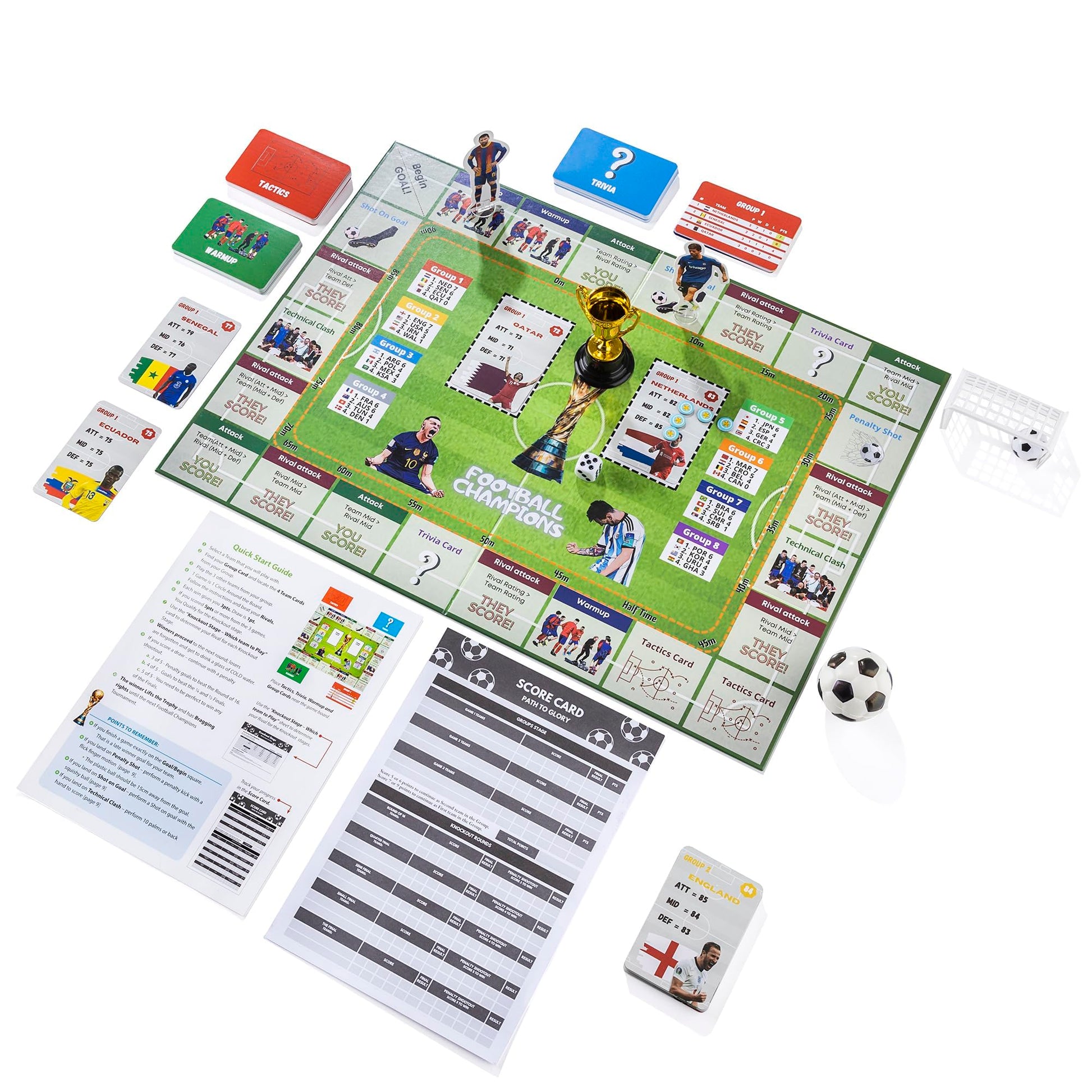 SanDim Creations Football Champions Board Game - Family Board Games for Teens 14+ and Adults - Soccer Strategy Board Game Ages 14+ - Sports Trivia