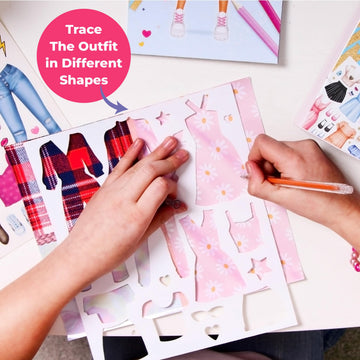 BSCOOL Fashion Studio Dress Up, Drawing, Coloring. Little Designer Creativity Book for Kids 4 and Up with Stickers, Stencils, Textures - Creative