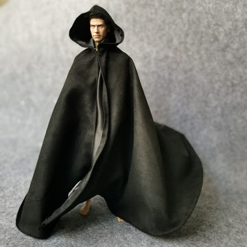 SSbeauty M 1:6 Scale Medival Knights Soldier Cloak Gown Hooded Cape with Iron Wire for 12" Action Figure (Black)