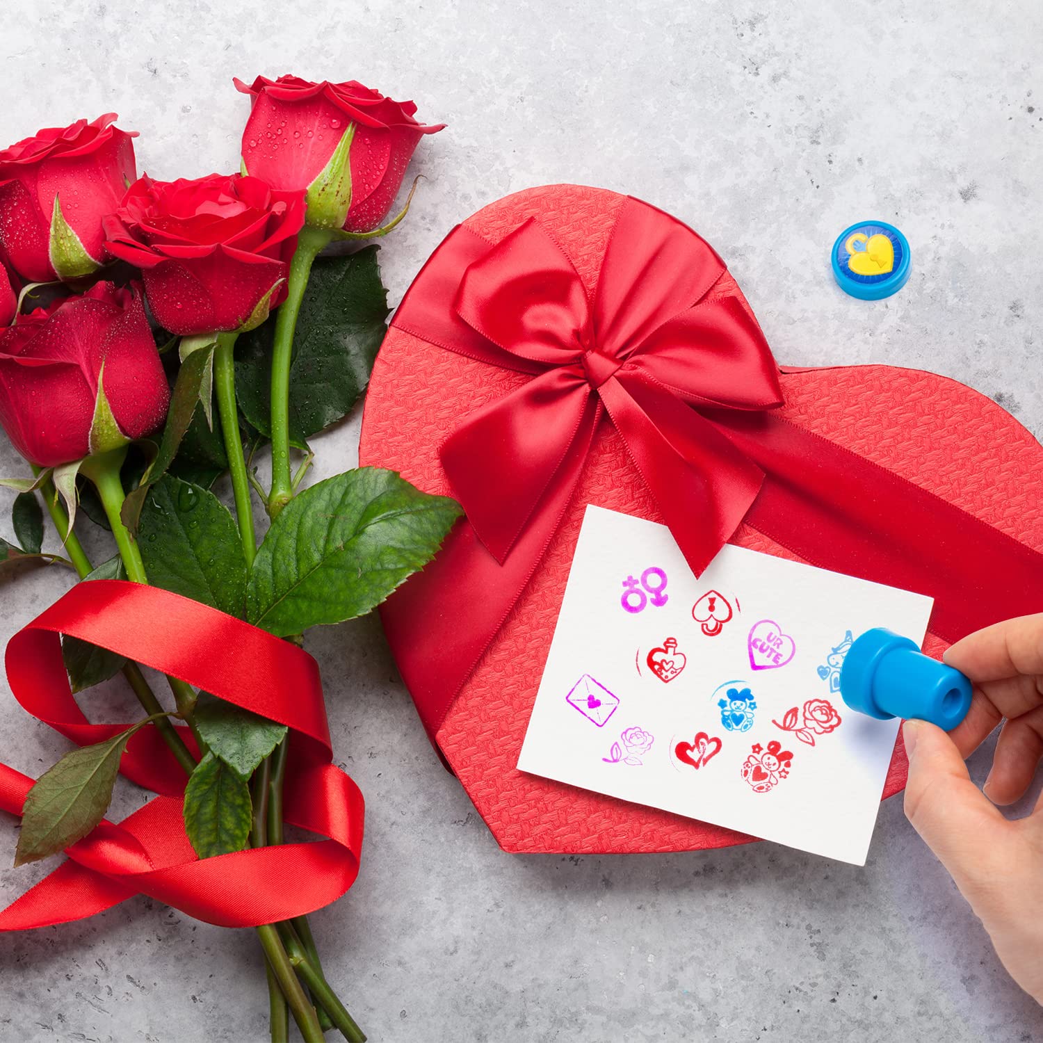 JOYIN 1000+ PCS Valentines Day Party Favor Supplies Craft Set (Temporary Tattoos, Foam Stickers, Stampers & Stickers) for Valentine Party Favor