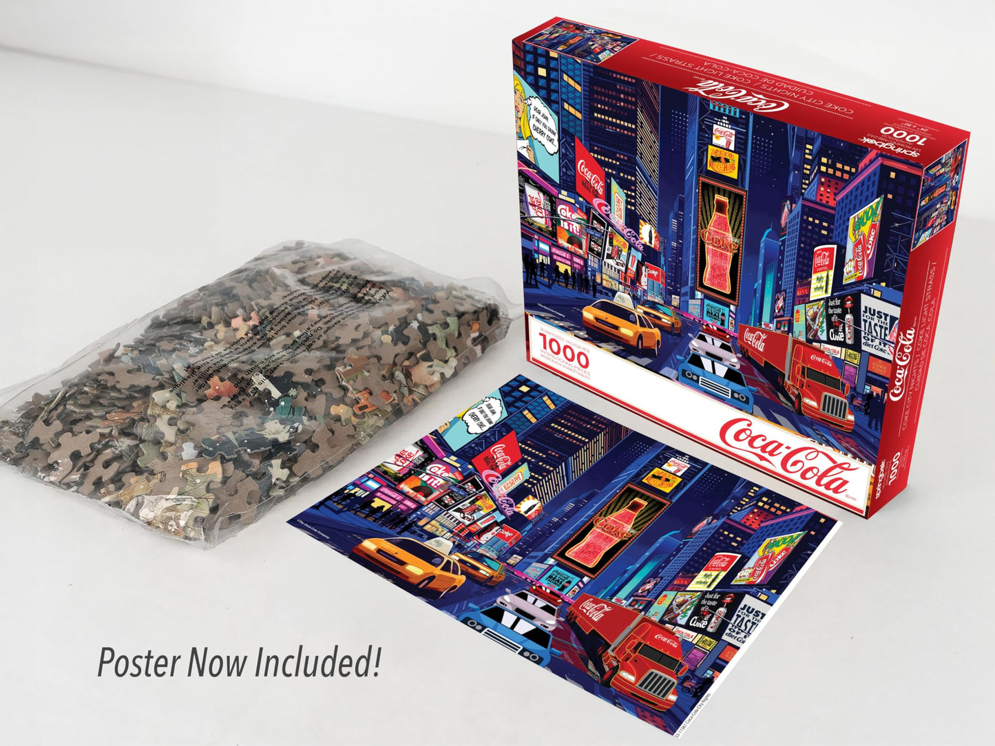 Springbok Coca-Cola City Nights 1000 Piece Jigsaw Puzzle for Adults - Poster Now Included - Unique Cut Pieces - Made in USA
