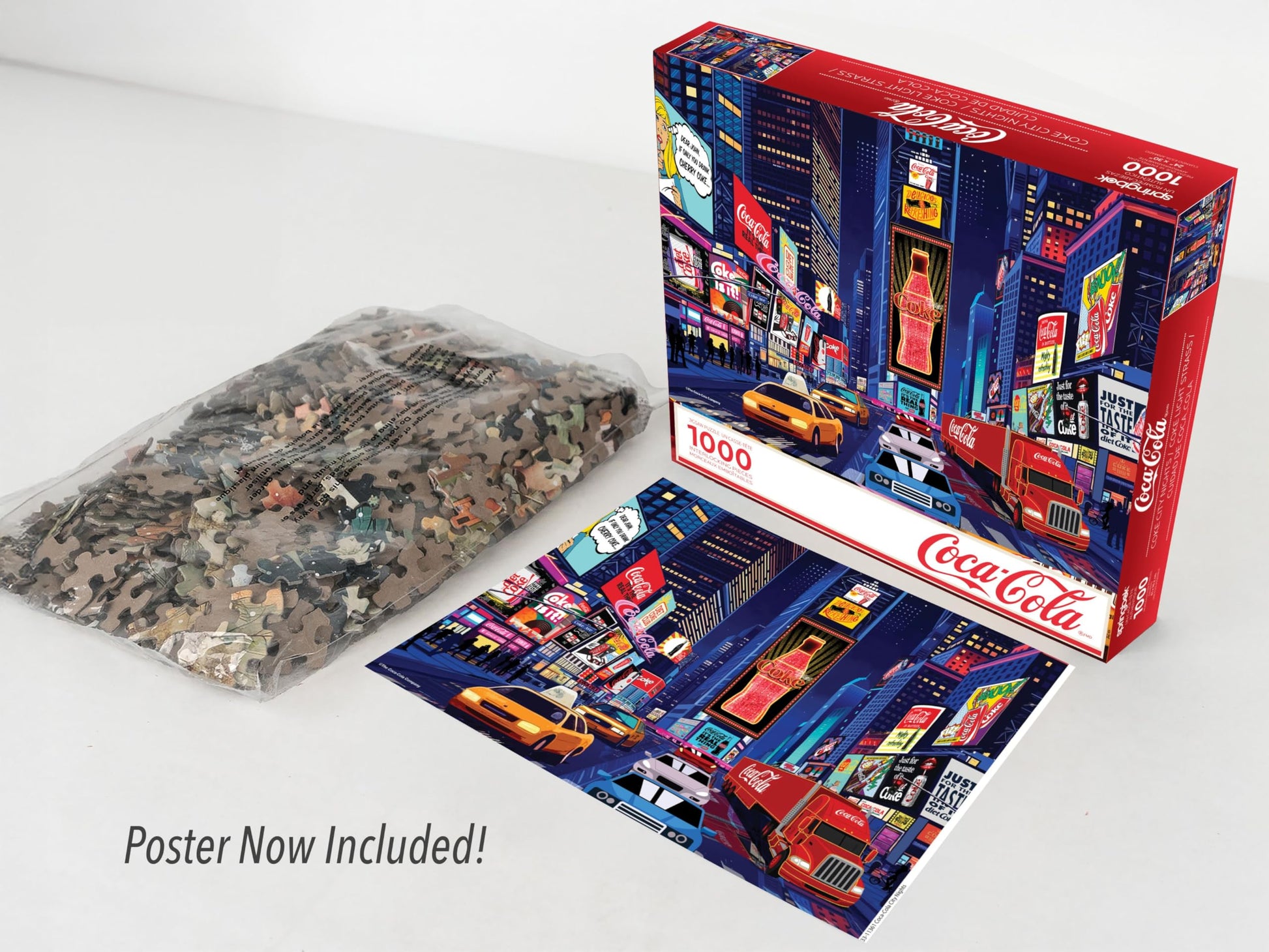 Springbok Coca-Cola City Nights 1000 Piece Jigsaw Puzzle for Adults - Poster Now Included - Unique Cut Pieces - Made in USA